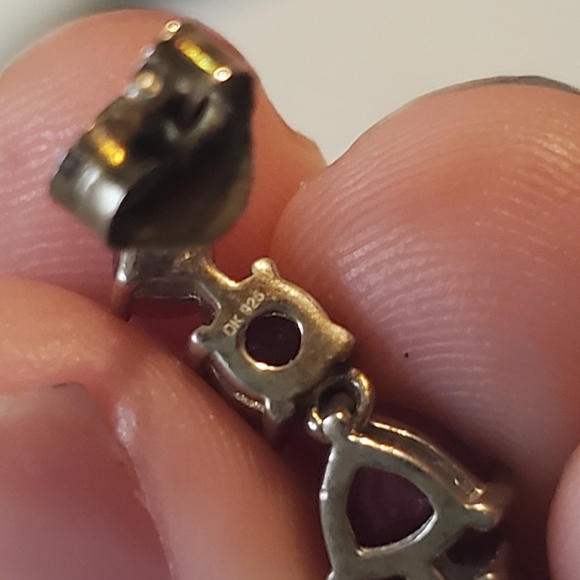 NEW YEARS SALE Natural red Indian ruby dangle earrings .925 sterling silver - Picture 3 of 3